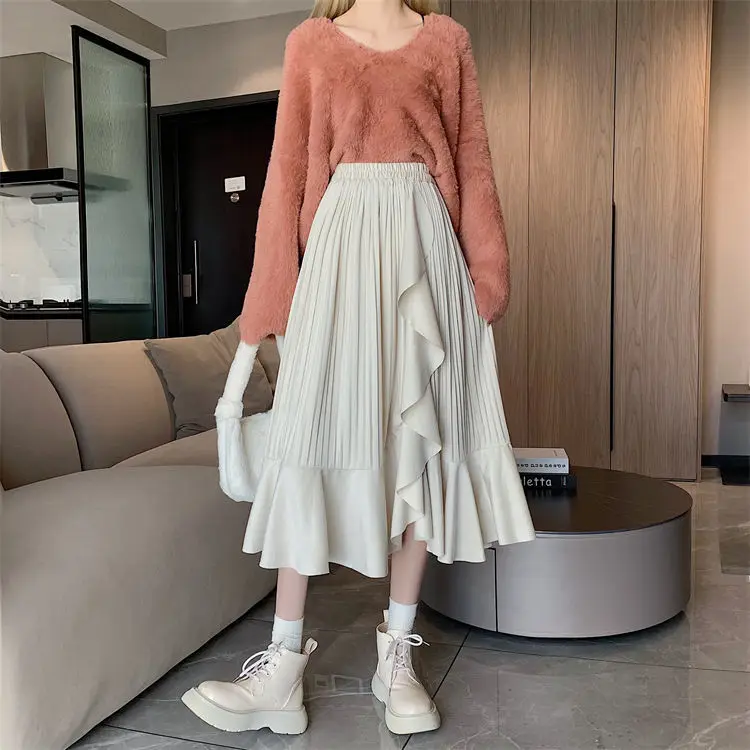 Ruffles Skirts Free Shipping Women Pleated Soft Tender Female High Waist Autumn Newest Clothes Students Daily Faldas Skirt tutu skirt