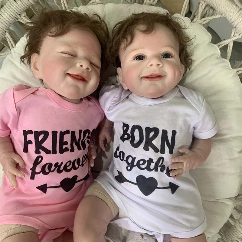 

NPK DOLL 22inch new face super soft bebe reborn baby twins boy girl likfelike silicone reborn doll flexible collectible bonecas