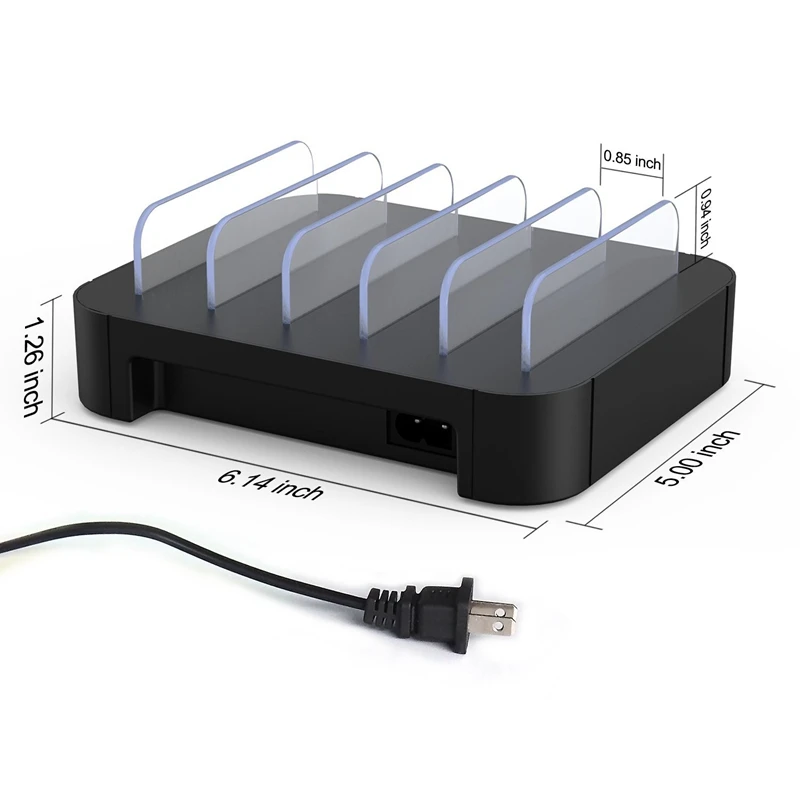 Полная штепсельная Usb зарядная станция США 5 портов с короткими кабелями зарядная док-станция настольная многопортовая