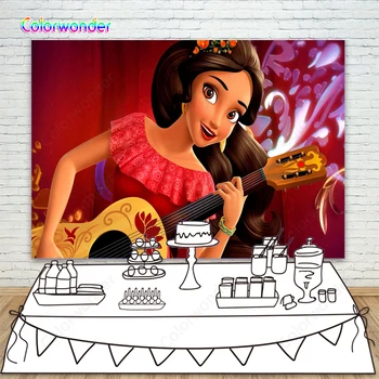 

Princess With Guitar Photography Backdrop Princess Elena Photo Background For Girl Happy Birthday Party Banner Photo Studio Prop