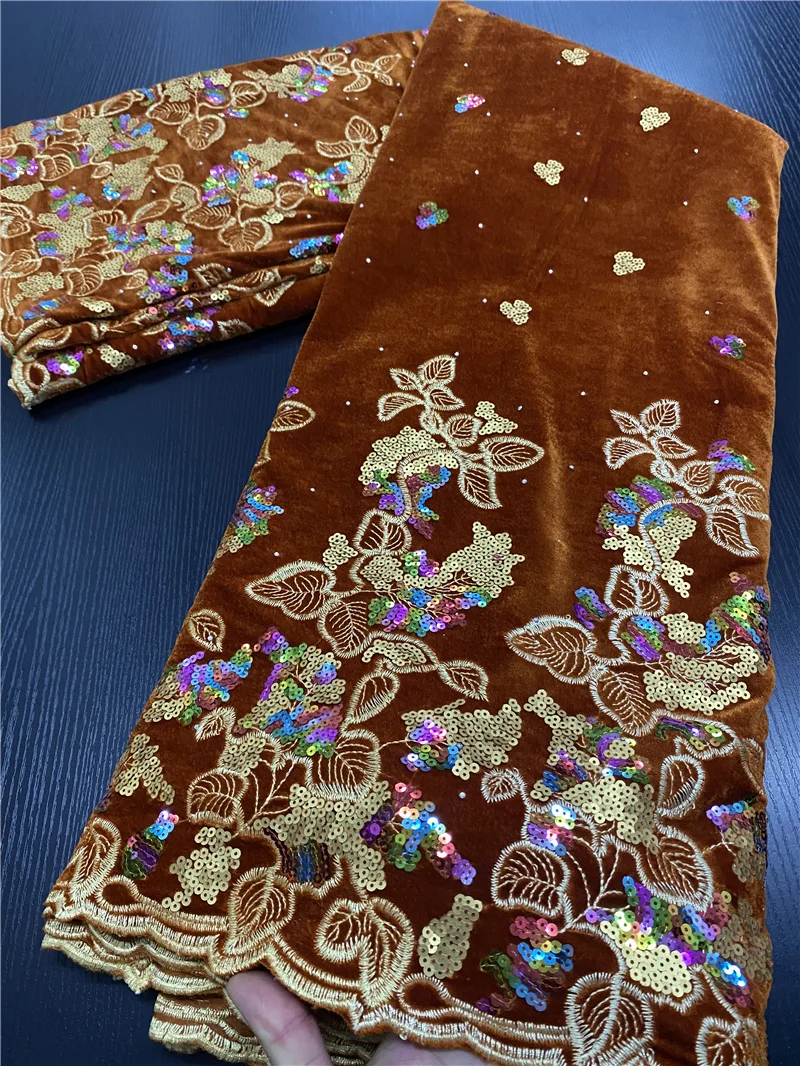 Latest African Lace Fabric 2021 High Quality Velvet With Sequins French For Nigerian Wedding Dress YA3582B-3 | Аксессуары для