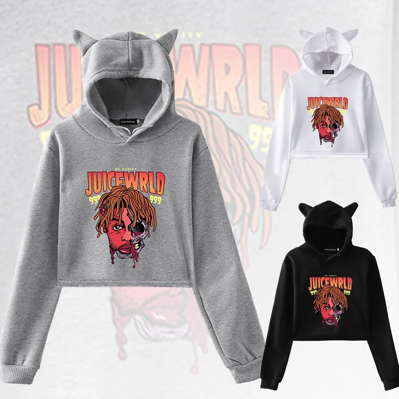 Juice Wrld хип хоп рэпер же абзац толстовка Модные женские толстовки Толстовка с кошачьими ушками Горячий тренд повседневная одежда