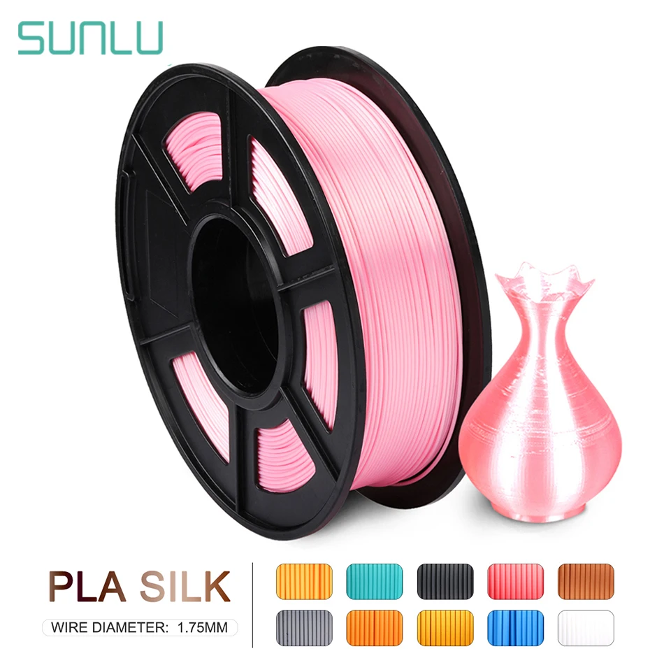 

SUNLU 3D Printer Filament PLA Silk 1.75mm 1kg No Tangle 3D Printing Materials Silk PLA Filament Print Smoothly