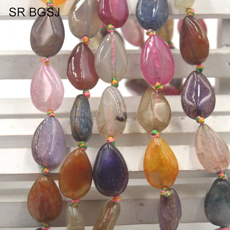 Free Shipping 10x14mm Drip Water drop Shape Multicolor Mixed Crackle Agat Onyx Gems Stone Craft Beads Strand 15&quot|bead strands|beads free