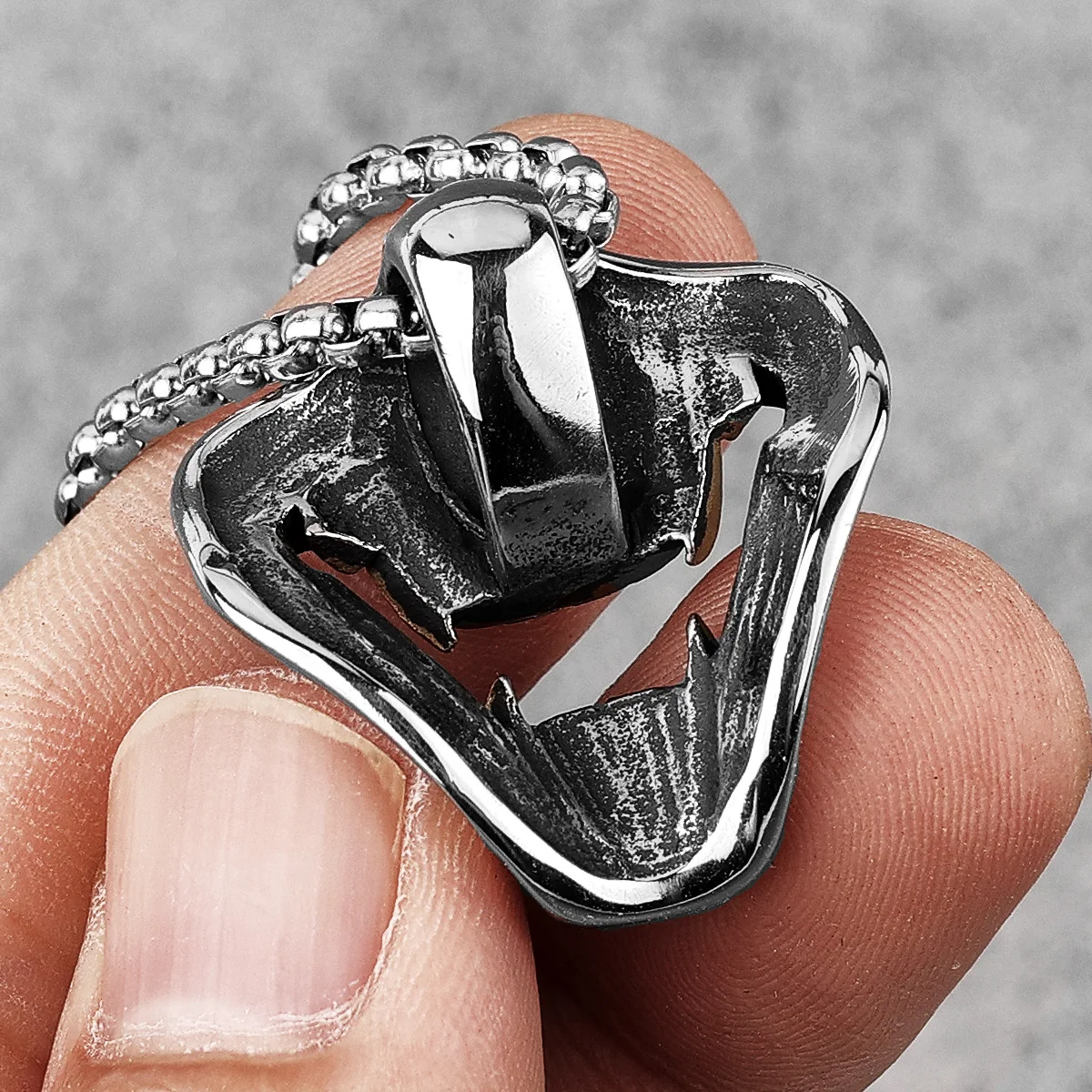 Gothic Punk Samurai Fangs Stainless Steel Men's Necklace Pendant