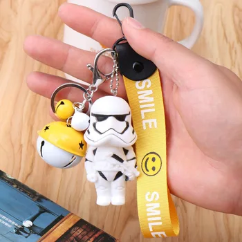 

and White Samurai Keychain Baby Car Bag Key Chain Cute Keyring Creative Cartoon Mobile Phone Pendant Star Wars Black Punk Face