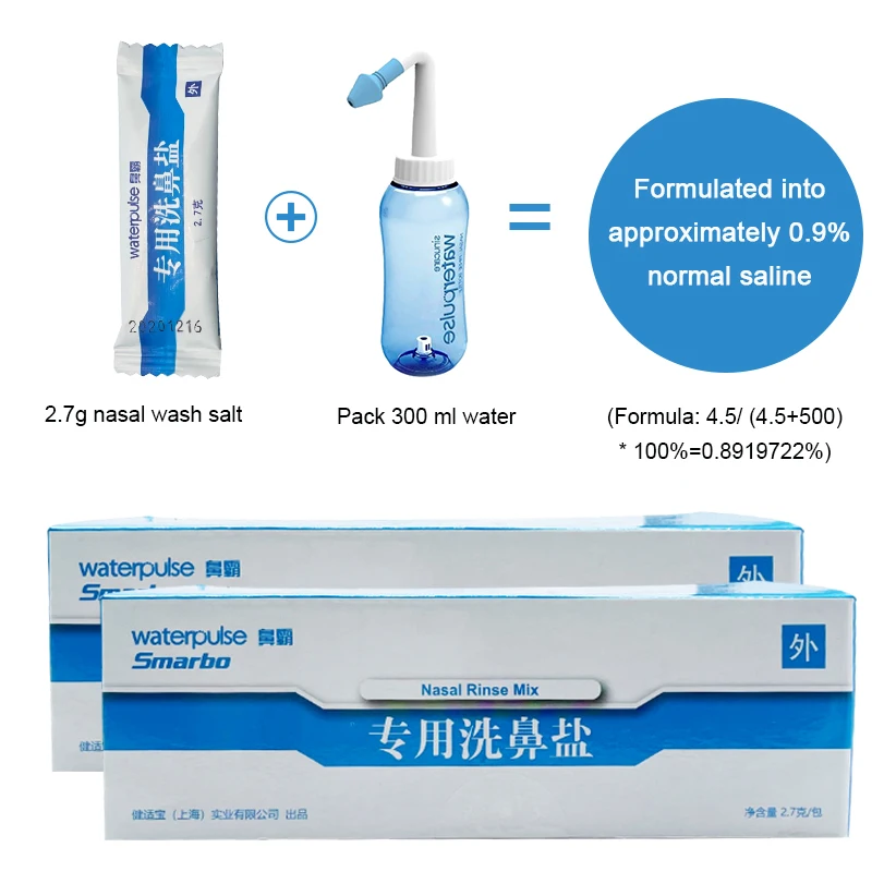 60PCS Nasal Washer Salt Nose Cleaner Avoid Allergic Rhinitis Nasal Irrigator Sinus Rinse Aspirator Anti-Sneezing 2.7G/Bags nasal irrigator set