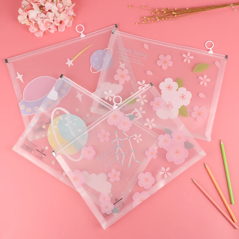 1 шт. Kawaii Пластиковая Сумка для документов A4 Водонепроницаемая папка хранения