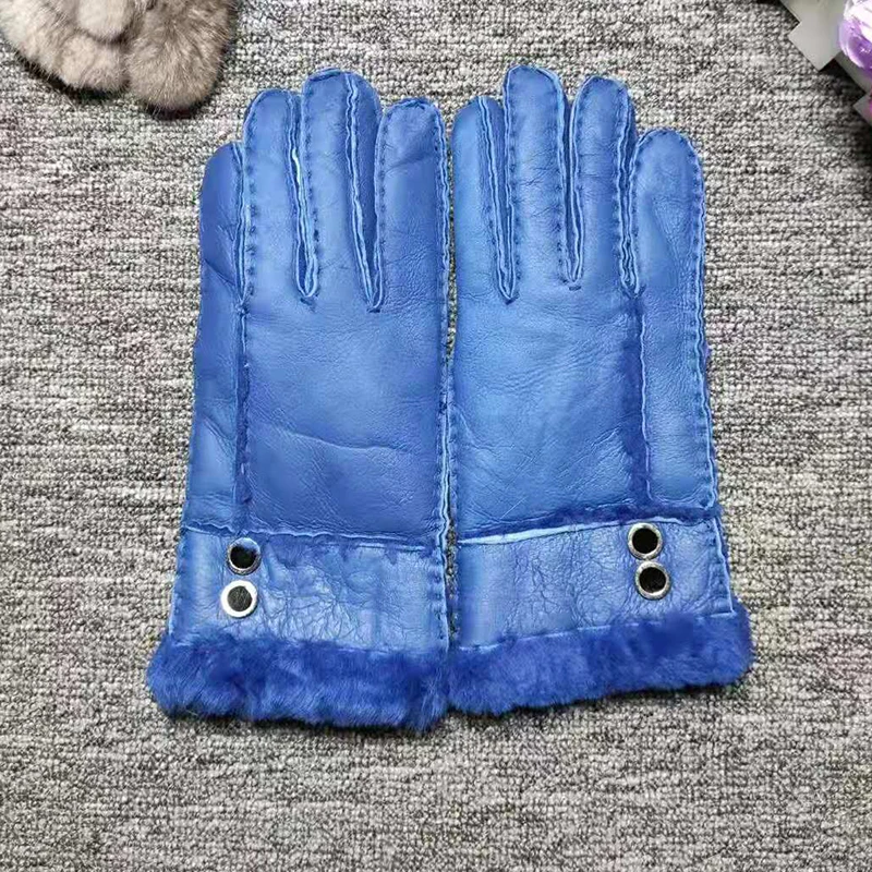Для женщин зимние кожаные перчатки из натуральной кожи женский перчатки из овчины Шерсть Твердые овец мех животных варежки элегантные