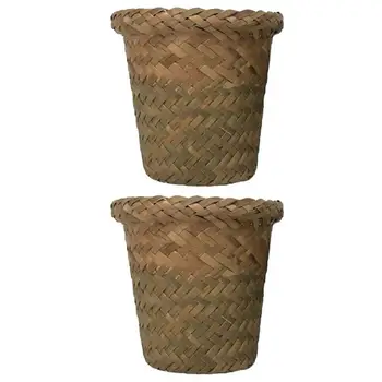 

2pcs Round Flower Pot Garden Style Round Flower Pot Flower Holder Decor for Bookrack Home Office Garden Decor