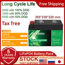 

12V 280AH LiFePO4 Battery Pack Lithium Iron Phosphate Batteries Bulit-in BMS For Boat Home Storage Off-Grid EU US TAX FREE