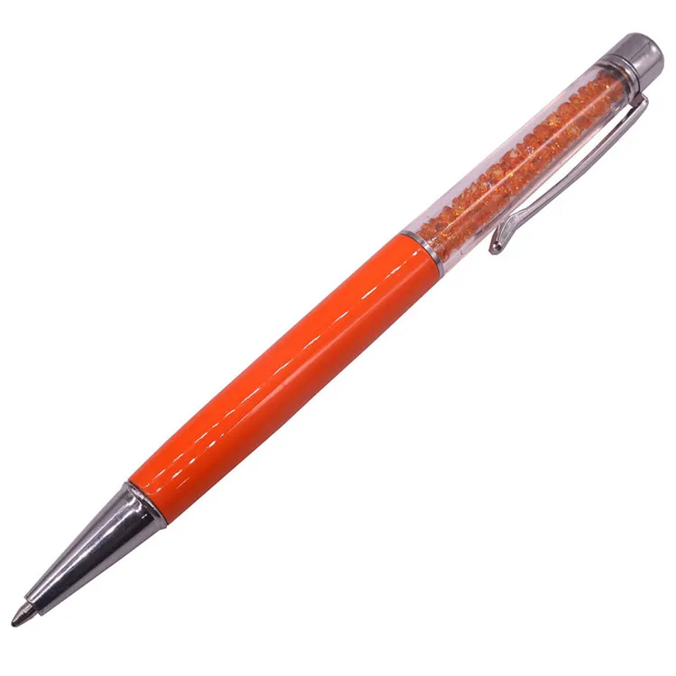 Шариковая ручка 0,7 мм, 10 цветов, металл, синий,, офисные канцелярские принадлежности, 1 шт., стразы, черные чернила, на выбор - Цвет: Drill orange