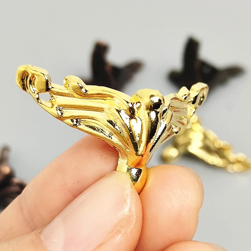 4pcs/lot 37*20mm Antique Brass Vintage Bronze Jewelry Chest Gift Box Wooden Case Decorative Furniture Hardware Accessories