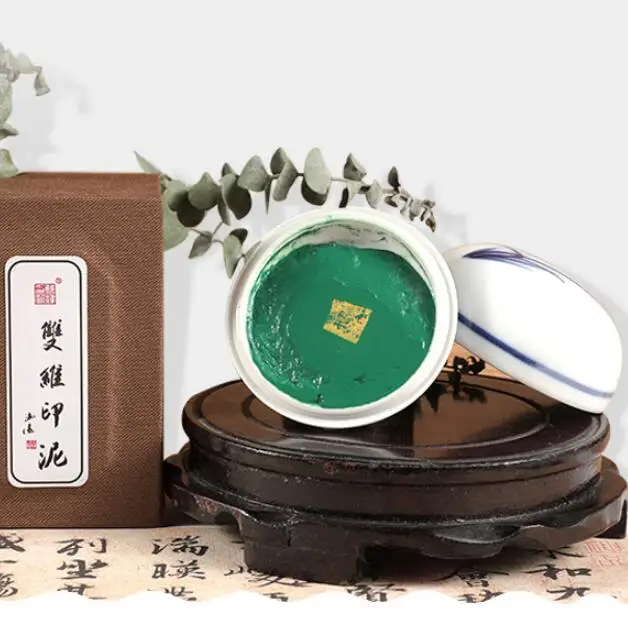 Chinese Traditional calligraphy ink pad seal carving stone seal calligraphy Yellow Blue White Black Green Chinese ink pad