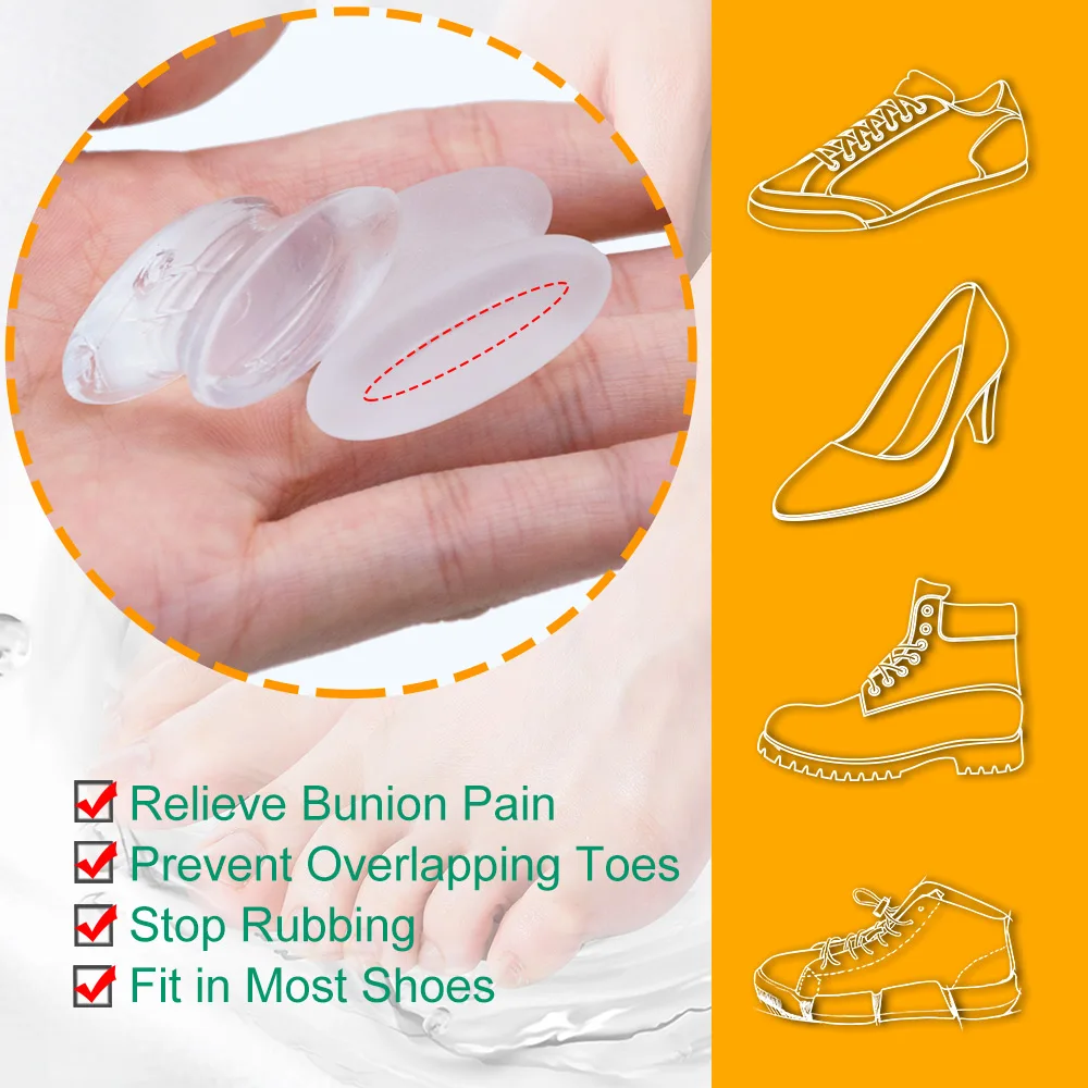 Soft Transparent Silicone Toe Separator Hallux Valgus Bunion Corrector Straightener Toe Spacer Foot Pain Care Tool 2Pcs Size L