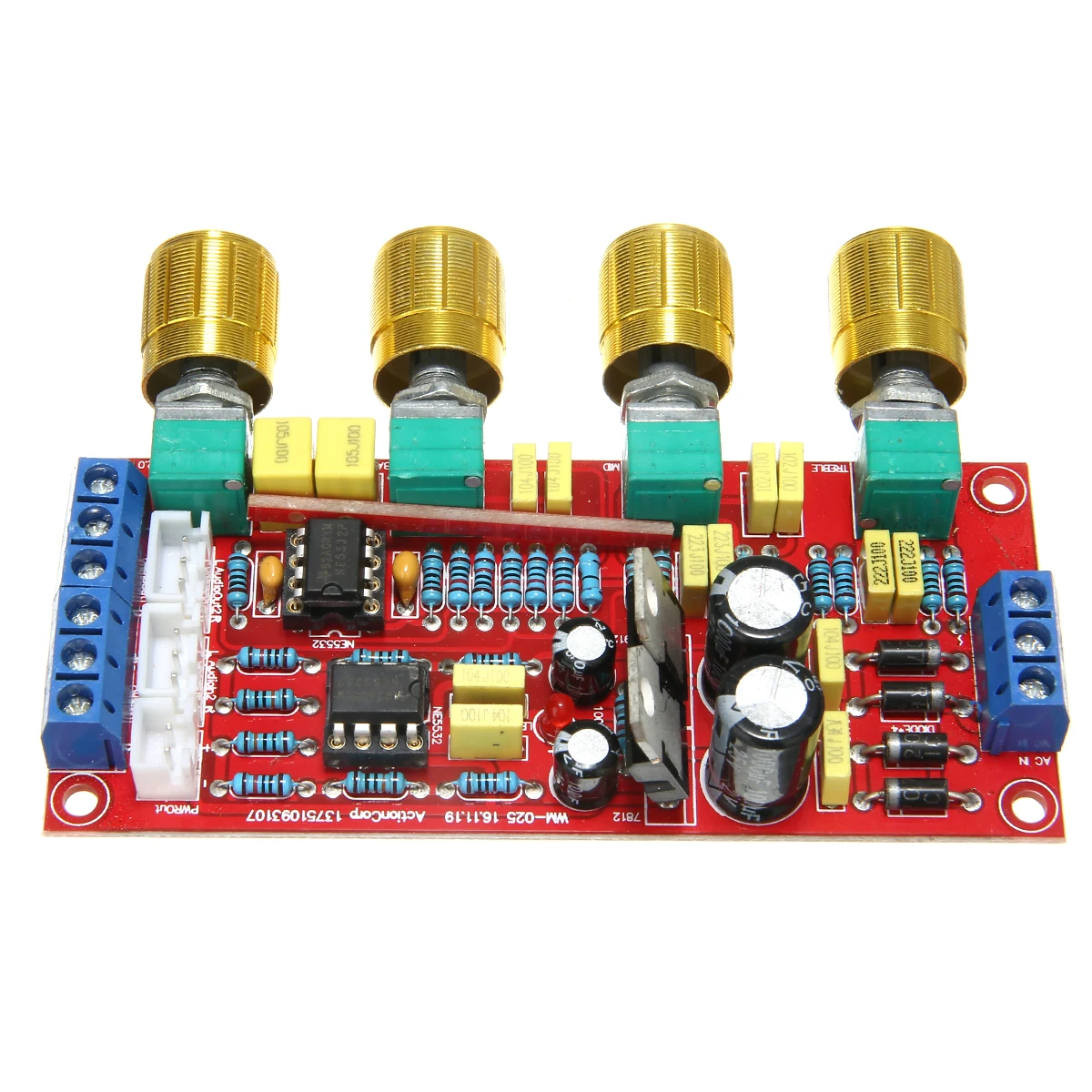 

NE5532 Stereo Pre-amp Preamplifier Tone Board Audio 4 Channels Amplifier Module HiFi Preamp Tone Board Volume EQ Control Module