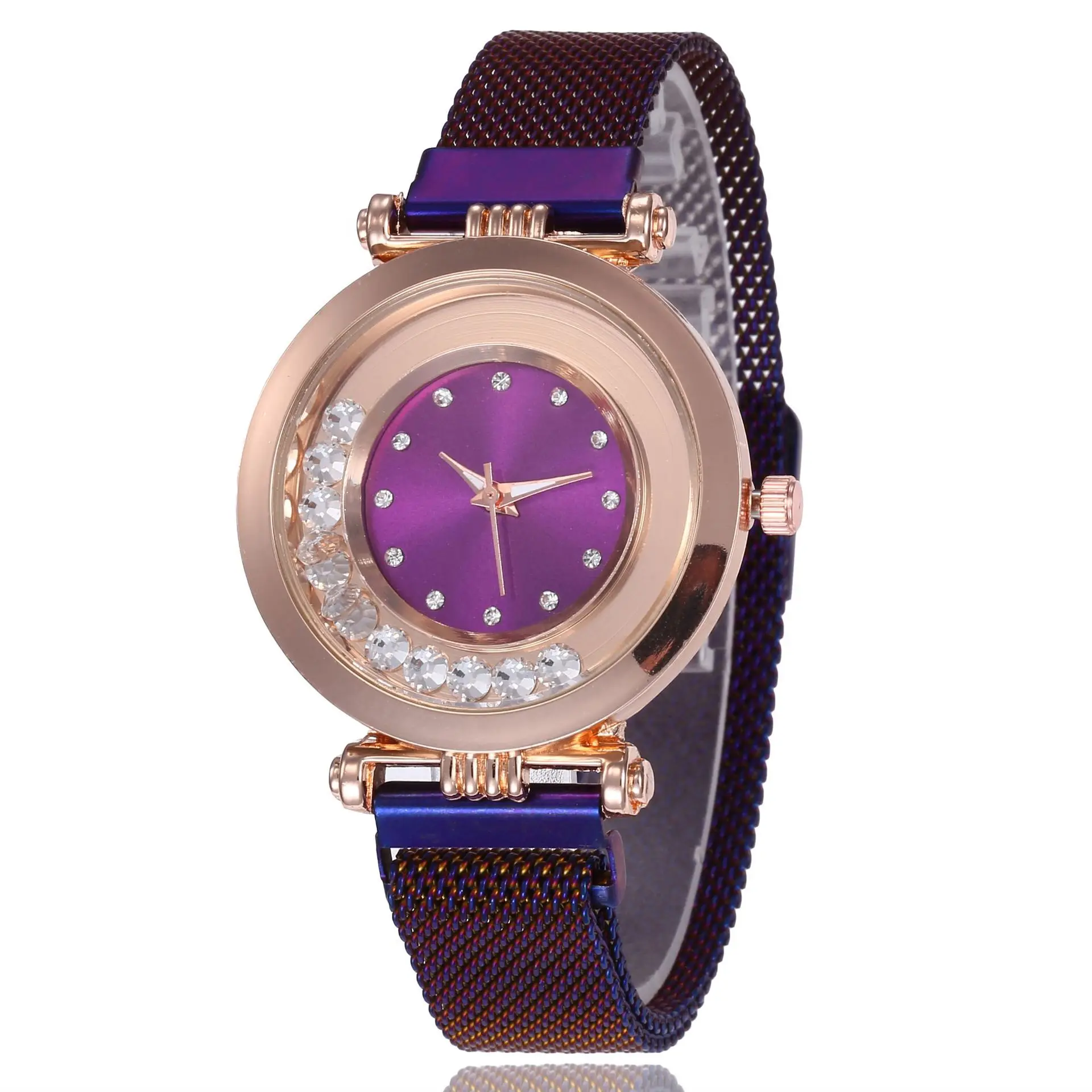 

New Style Magnet Lazy Watch Quicksand Ball Bearing-Style Simple Fashion WOMEN'S Watch Steel Mesh Belt without Logo Watch Factory