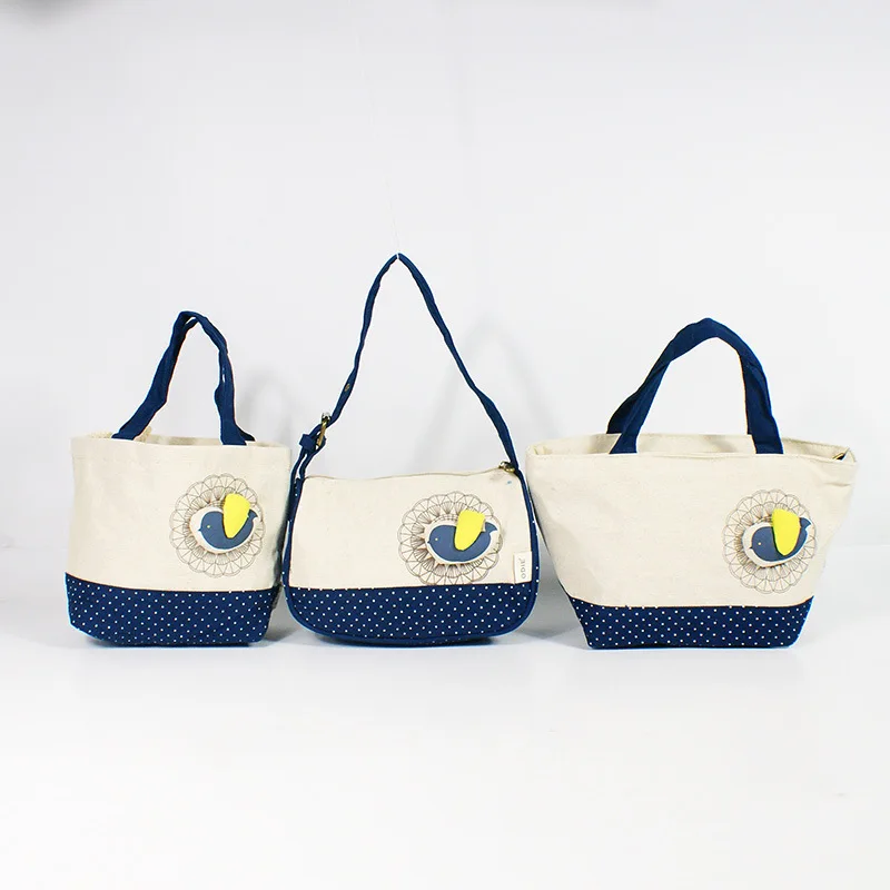 Canvas Bag Women's Handbag OEM Customizable Cross Border Foreign Trade Printed Cartoon Pattern Shoulder Picture Storgage Bag