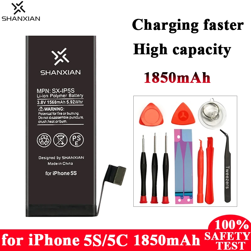 

SHANXIAN Phone Replacement Battery for iPhone 5S 5C Mobile Apple Phone Bateria Original Protection Board Upgrade IC Free Tools