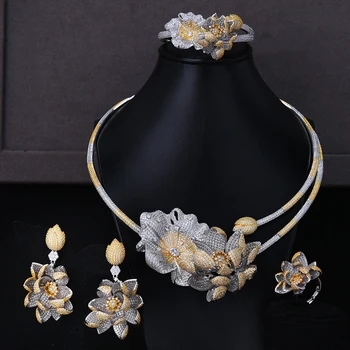 

GODKI Femme 2020 Hot Bridal Wedding Noble Big Flowers Necklace Bracelet Earrings Ring Sets Dinner Party Jewelry Parure Bijoux