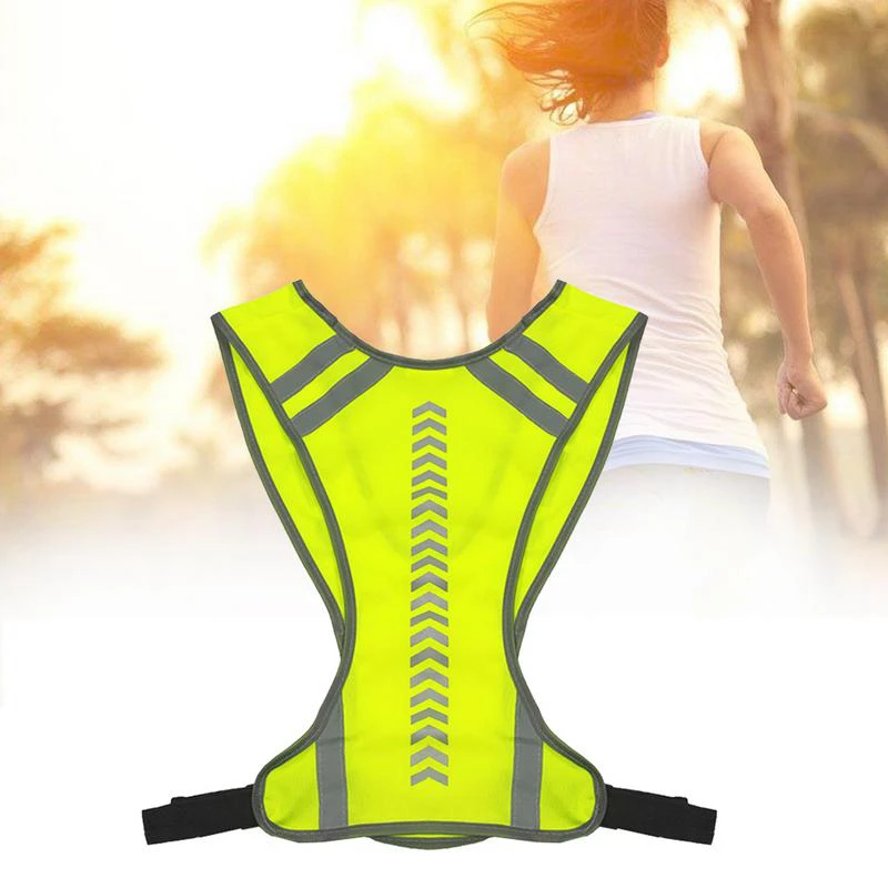 Светоотражающий жилет для мужчин и женщин на открытом воздухе, защитный жилет для велоспорта, велотренажер, Беговая футболка для ночного бега