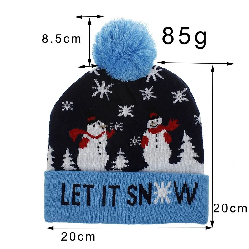 Рождественский модный светодиодный вязаный головной убор, модные рождественские шапки, Легкие Шапочки, уличные Лыжные шапки, вечерние шапки, WB869