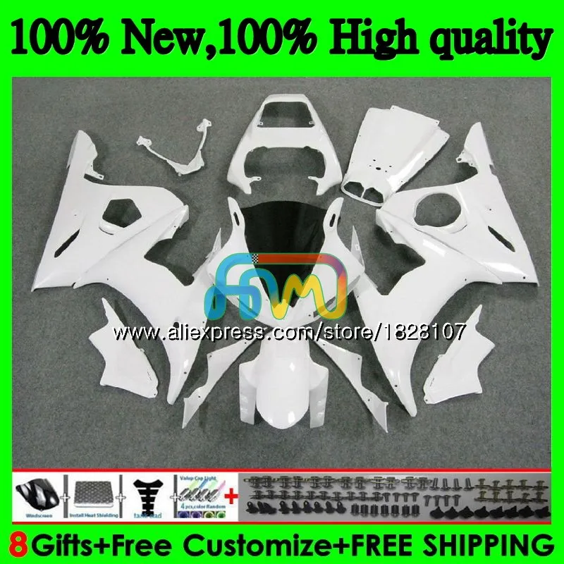 Корпус для YAMAHA YZF600 YZF R6 600CC YZFR6 03 04 05 51BS. 9 глянцевый белый YZF 600 R 6 03-05 YZF-600 YZF-R6 2003 2004 2005 обтекатель