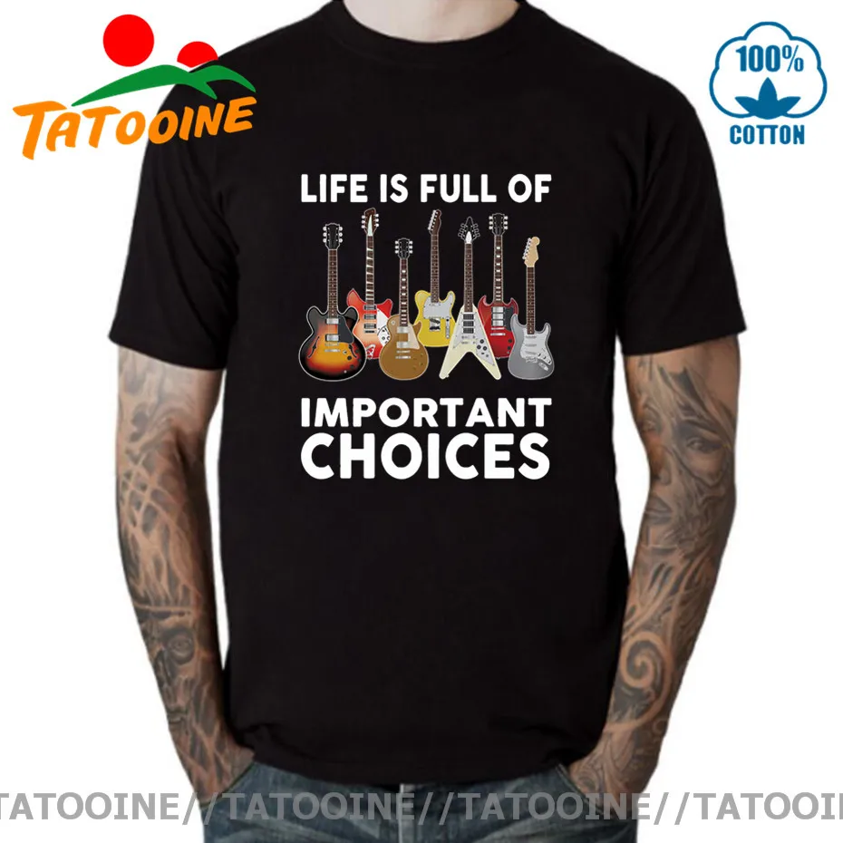 Tatooine Vintage Retro Life is Full of Important Choices T Shirt men Funny Electric Guitar Tshirt Top Quality Bass tshirt | Мужская