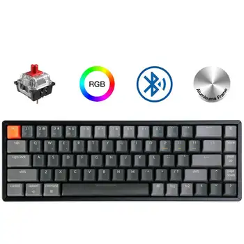 

Keychron K6 W 68-Key Hot Swappable USB Bluetooth Computer Mechanical Keyboard, Aluminum Frame RGB Backlit Gateron Switch