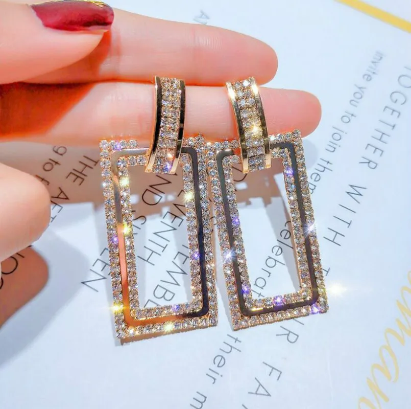 

European and American fashion exaggerated geometric rectangular accessories earrings female temperament long female earrings