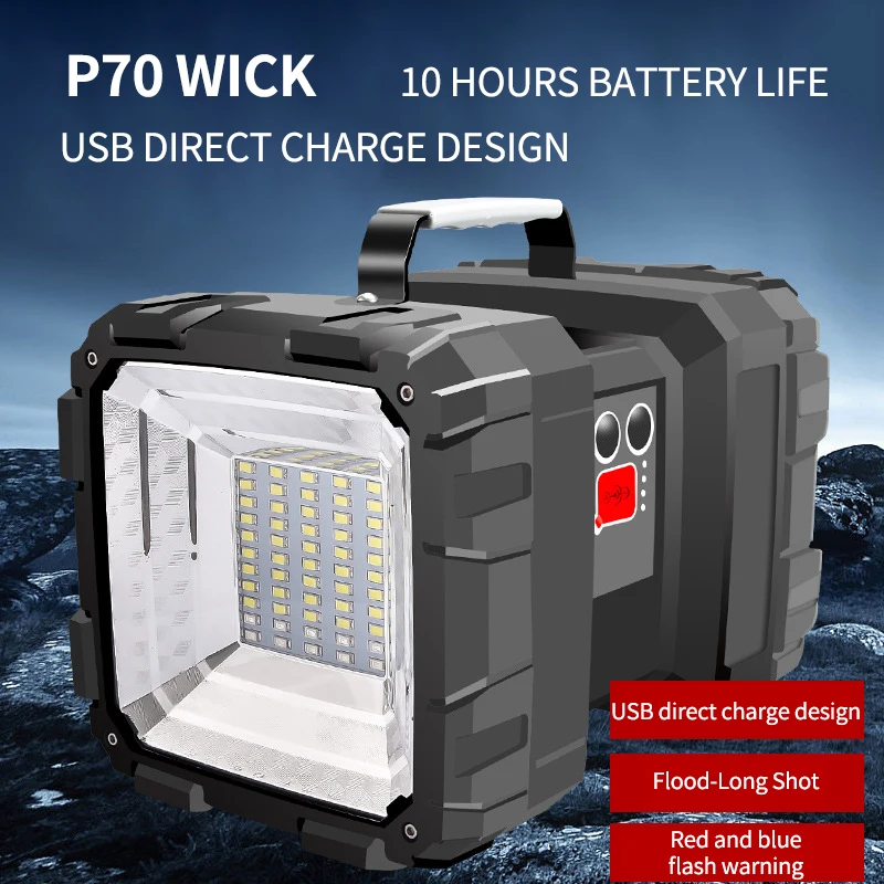Multifunction Rechargeable Super bright LED Searchlight Strong Light Double headPortable Lamp Outdoor Work Camping Flashlight |