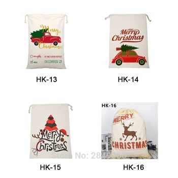 

1pc Santa Sacks 38 Styles Drawstring Canvas Santa Sack Large Vintage Christmas Kids Gift Bag Dropshipping 50x70cm and 34x44cm