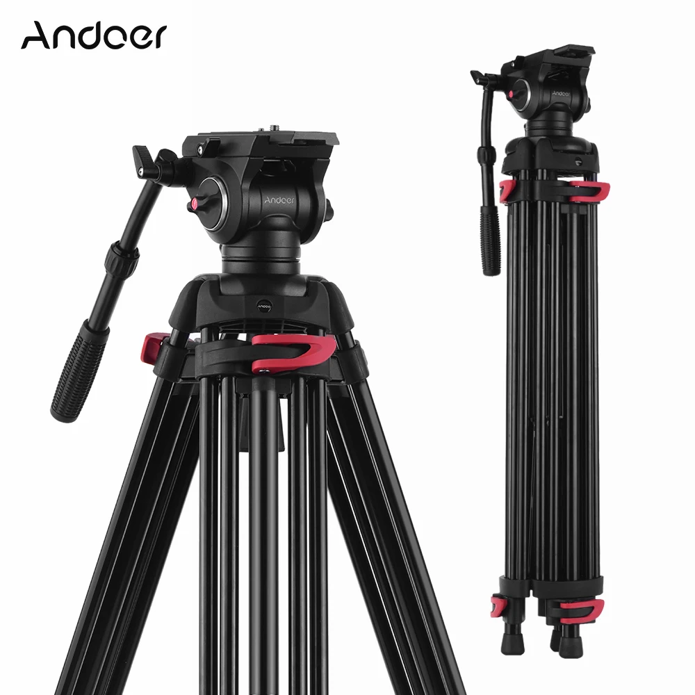 

Andoer XTK-8018 Aluminium Alloy Professional Camera Tripod for Canon Nikon Sony DSLR Cameras Camcorders Tripod 180cm Max. Height