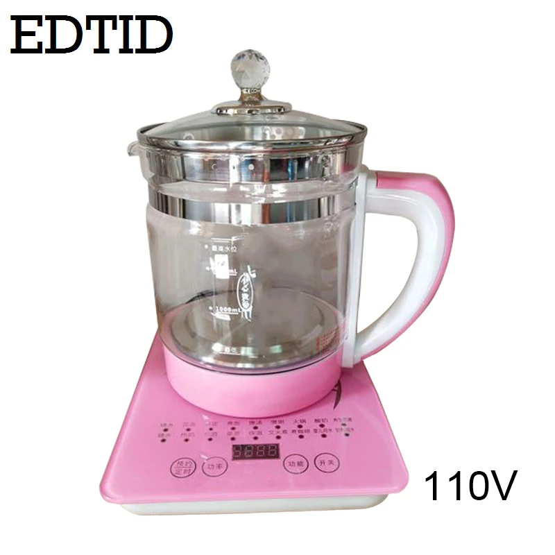 Pink 110V EDTID Многофункциональный Электрический духовой шкаф для сохранения здоровья чайник Чай горшок Стекло горячей воды отопительный котел Термальность цветок Чай горшок 110 V/220 V EU - Цвет: Pink 110V