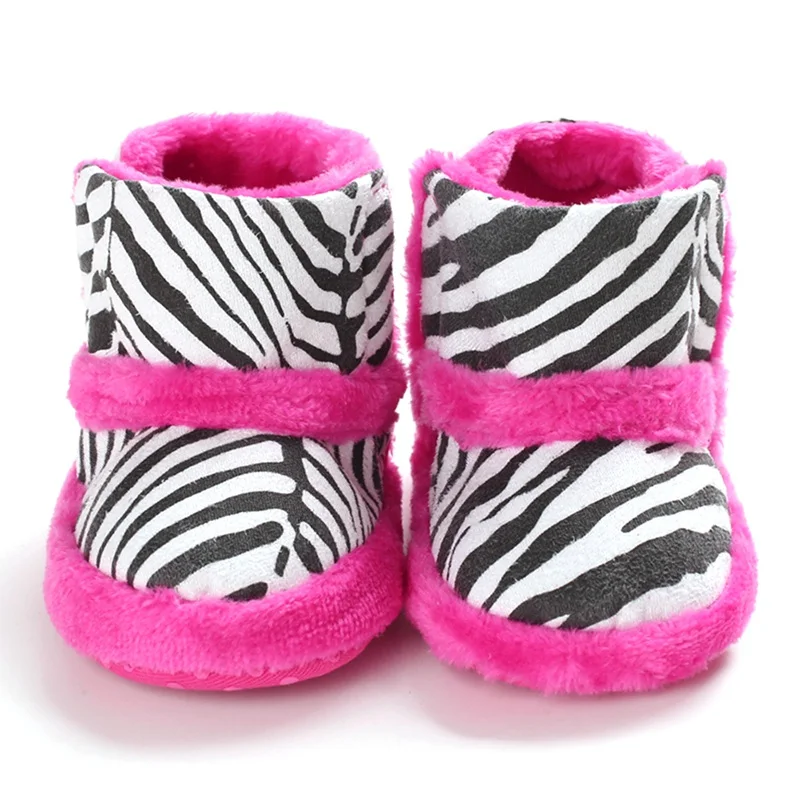 

Infant Unisex Snow Boots Newborn Boy Girl Winter Warm Casual Prewalker Baby Zebra Pattern Print Thicken Velvet Round Toe Boots