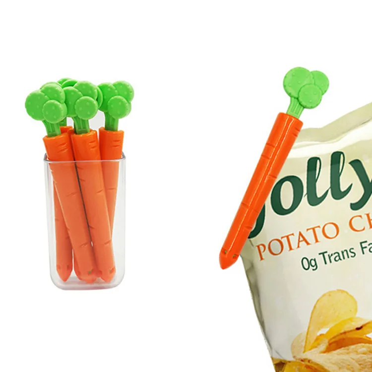 

5PCS Food Sealing Clip Cartoon Orange Carrot Shape Moisture-Proof Closure Clamp for Food Fresh Keeping Mini Bag Sealer