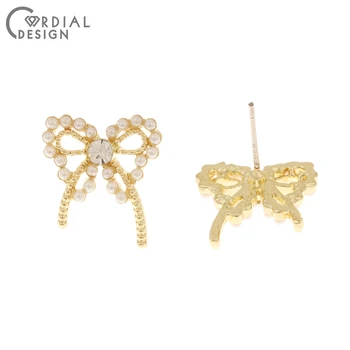 

Cordial Design 100Pcs 15*17MM Jewelry Accessories/DIY/Hand Made/Imitation Pearl/Bowknot Shape/Earring Findings/Earrings Stud