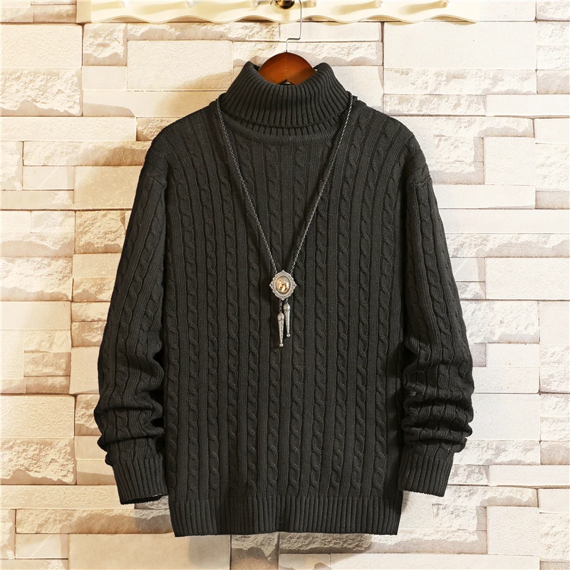 Winter Turtleneck Sweater Men Warm Slim Fashion Solid Color Casual Knit Sweaters Man Sweter Clothes Long Sleeve Pullover Men