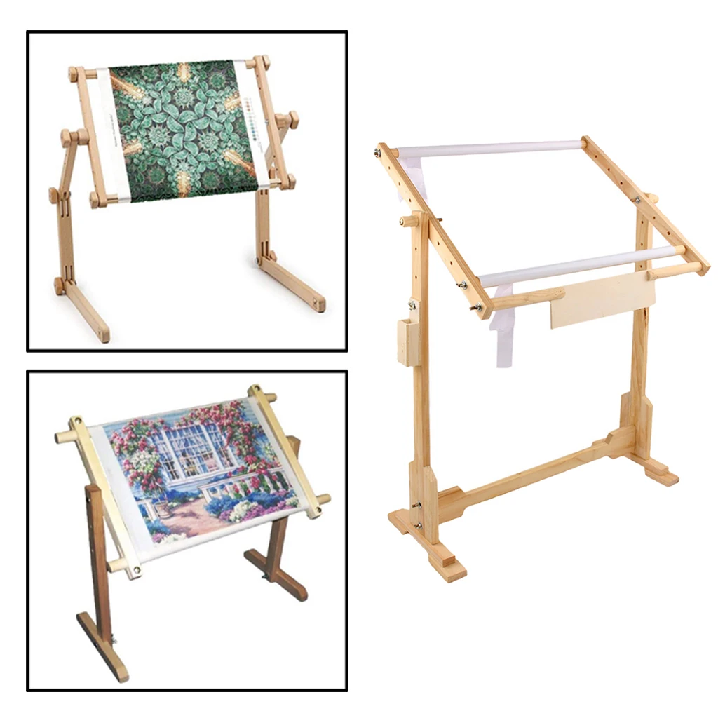 Needlework Table Lap Hands-Free Stand with Adjustable Frame Made of Wood Tapestry Cross Stitch Rack Embroidery Hoop Frame Holder