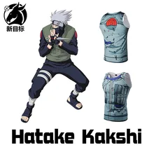 Лето Аниме Наруто Хатаке Какаши 3D печатных рукавов бег спортивный жилет мужская одежда жилет