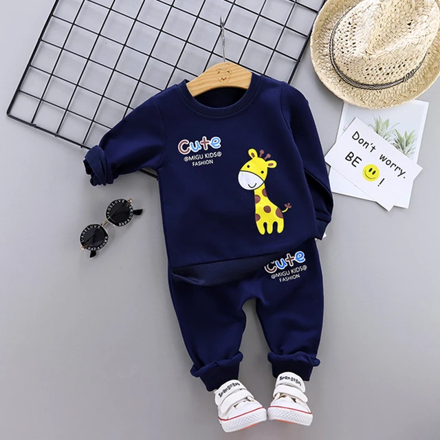 Fashion Children Clothing Spring Autumn Baby Girl Clothes Set Boys Cotton Jacket Pants 2 Pieces Toddler Costume Kids Tracksuits JG cjlu F Navy