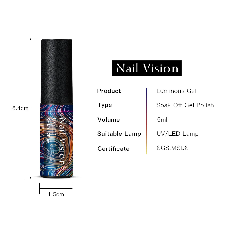 Nail Vision Neon Luminous Matte Nail Gel Polish 6ml Fluorescent Green Yellow Colors Soak Off UV Gel Varnish Nail Art Gel
