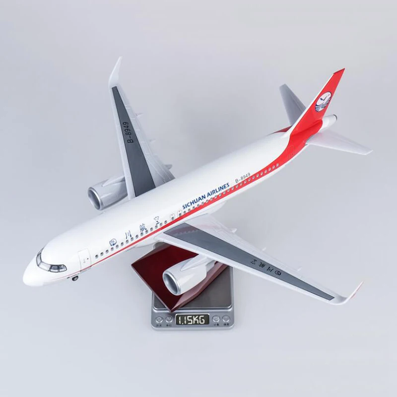 1/80 масштаб 47 см самолет Сычуань авиакомпания Airbus A320 neo модель светодиодный свет и колесо шасси литье под давлением модель самолёта из смолы игрушка