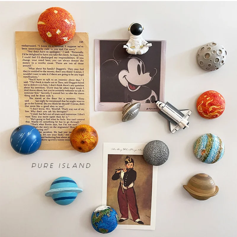 8 Planet & 1 Moon Adesivo Magnetico Astronauta Magnete Per Frigorifero 3D Magnete Per Frigorifero Creativo Decorazione Per La Casa Magnete Per Navetta