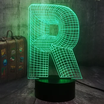 

Letter Alphabet R 3D LED Night Light illusion Novelty Baby Sleep Desk Lamp Boy Kids Birthday Christmas lamp Party Bedroom Decor