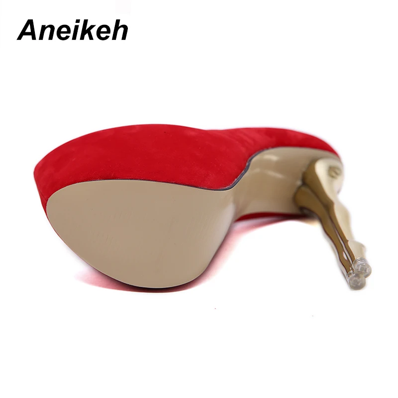 Aneikeh/2020 весенние модные женские туфли лодочки из флока на платформе 16 см Туфли с