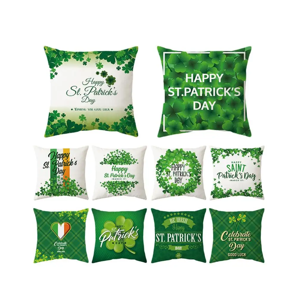 

Green/Peach Skin Velvet/ Pillowcase/St Patrick's Day Four Leaf Grass Pillow Decor/44*44CM/Not Contain Pillow Core/DIY Party