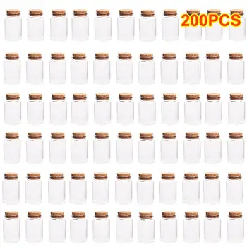 

200 pcs Hot Selling 47*70MM 80ML Empty Glass Bottles Jars with Cork Stoppers for DIY Craft Decorative Container Drop Ship