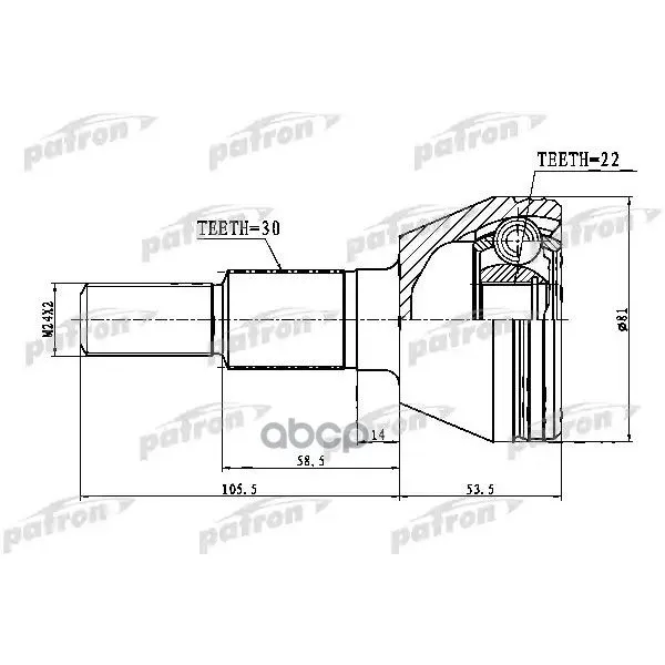 Шрус Наружный Задний 30x33.3x22 Chevrolet Captiva(C100) 07- PATRON арт. PCV1748