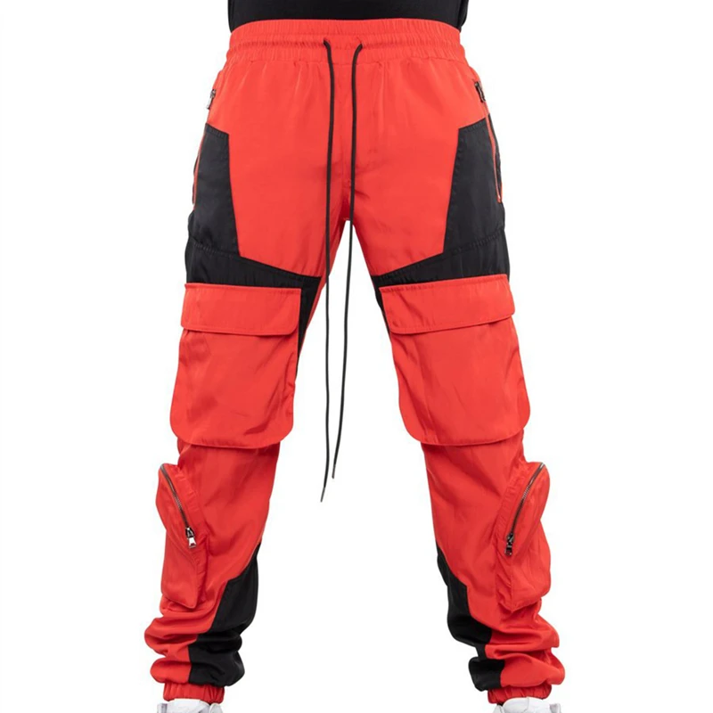 Men s New MultiPocket Cargo Pants Men s Patchwork Color Bunched Leg